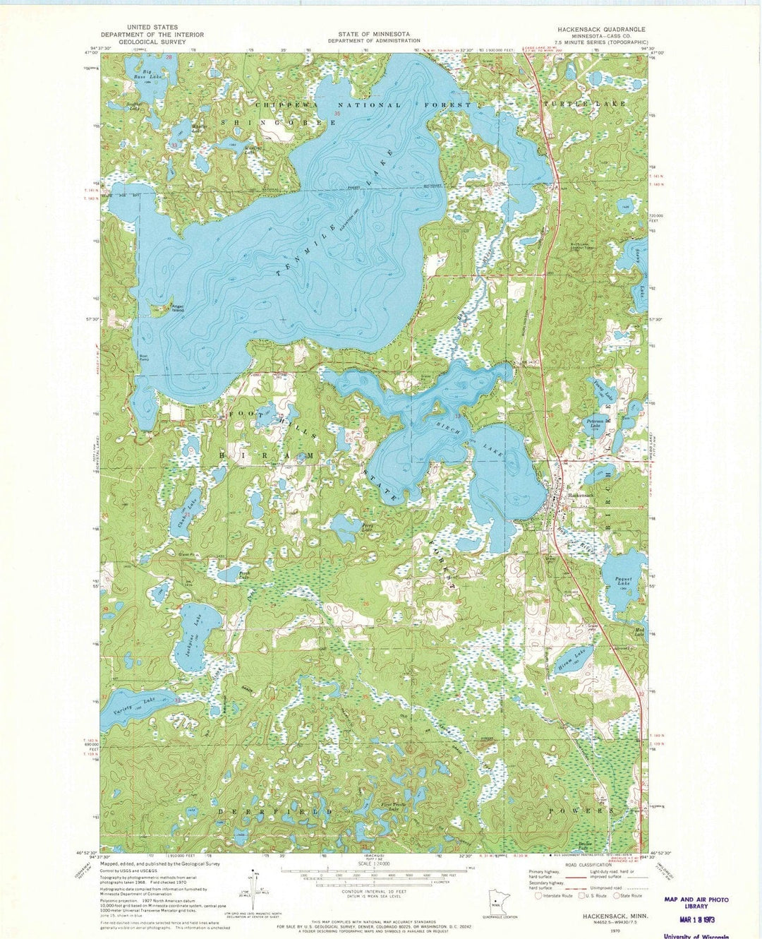 1970 Hackensack, MN - Minnesota - USGS Topographic Map