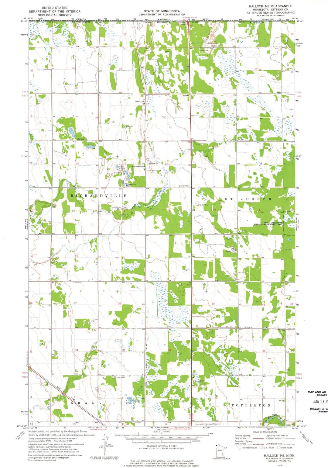 1974 Hallock, MN - Minnesota - USGS Topographic Map