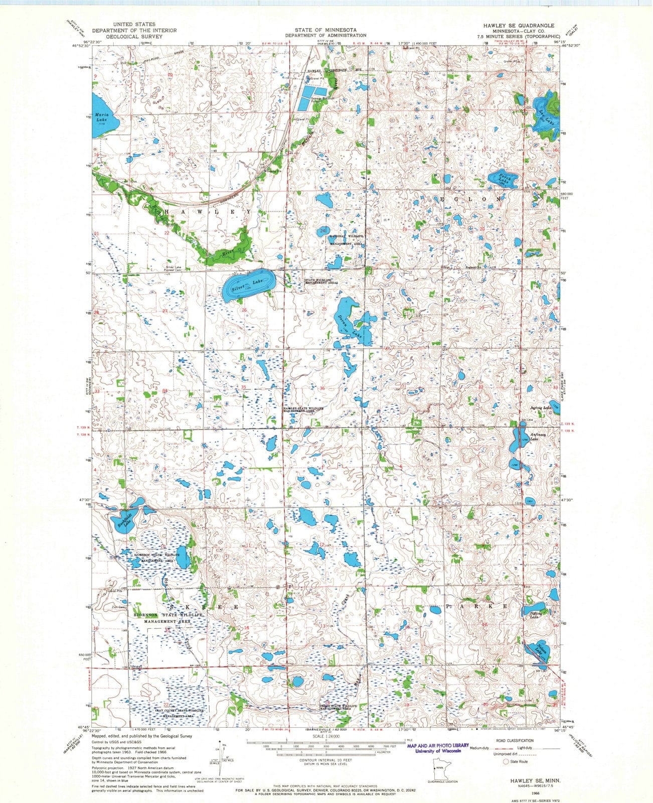 1966 Hawley, MN - Minnesota - USGS Topographic Map