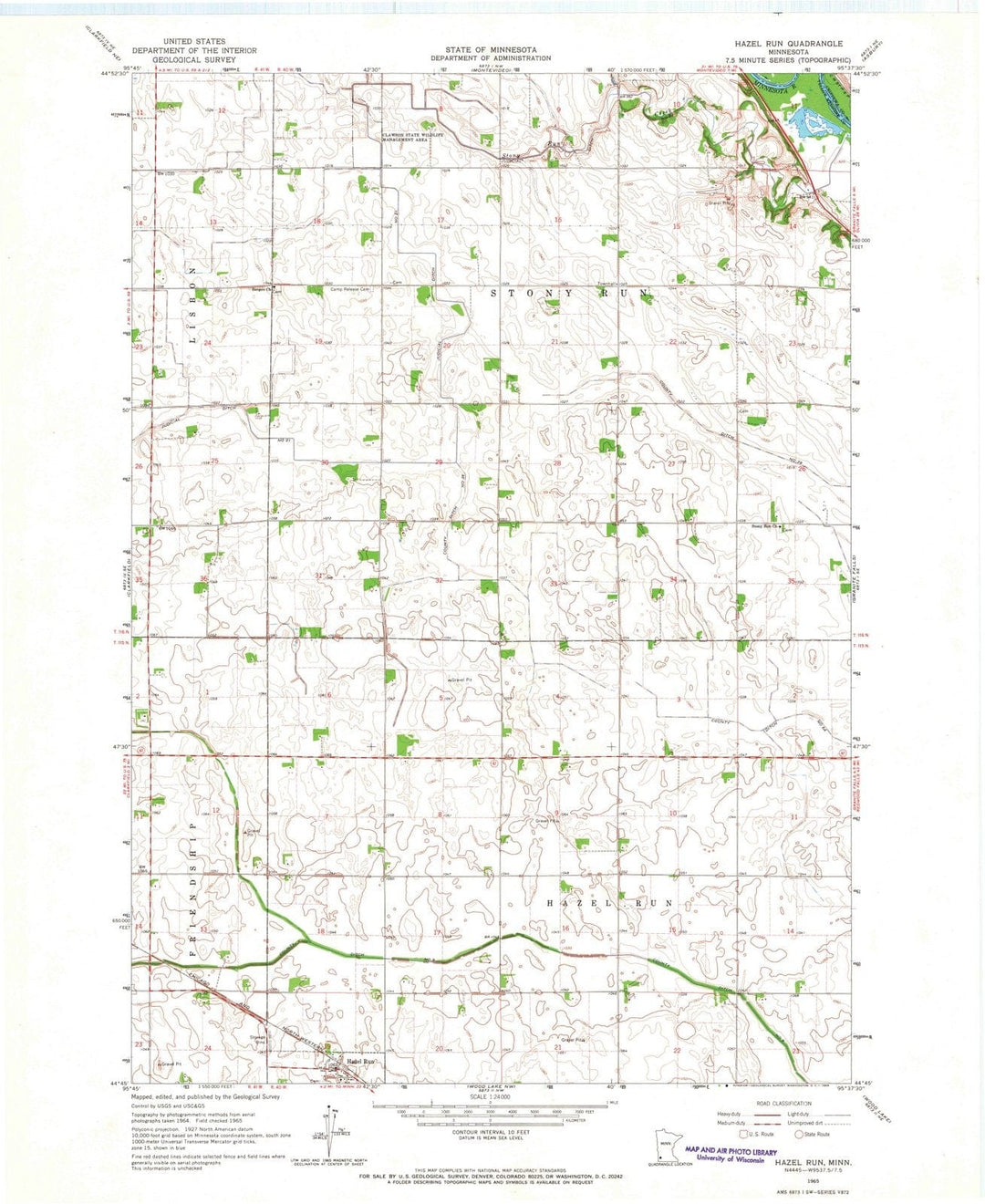 1965 Hazel Run, MN - Minnesota - USGS Topographic Map