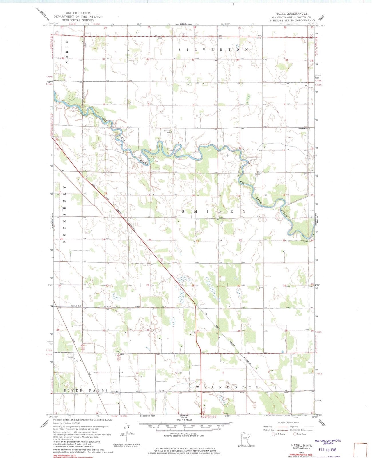 1961 Hazel, MN - Minnesota - USGS Topographic Map