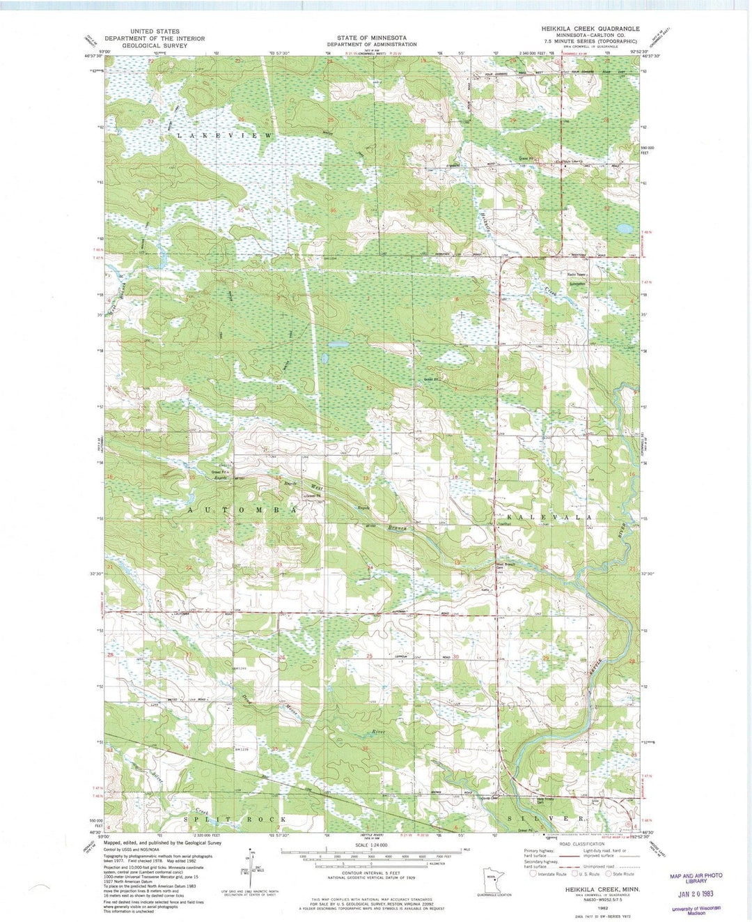 1982 Heikkila Creek, MN - Minnesota - USGS Topographic Map