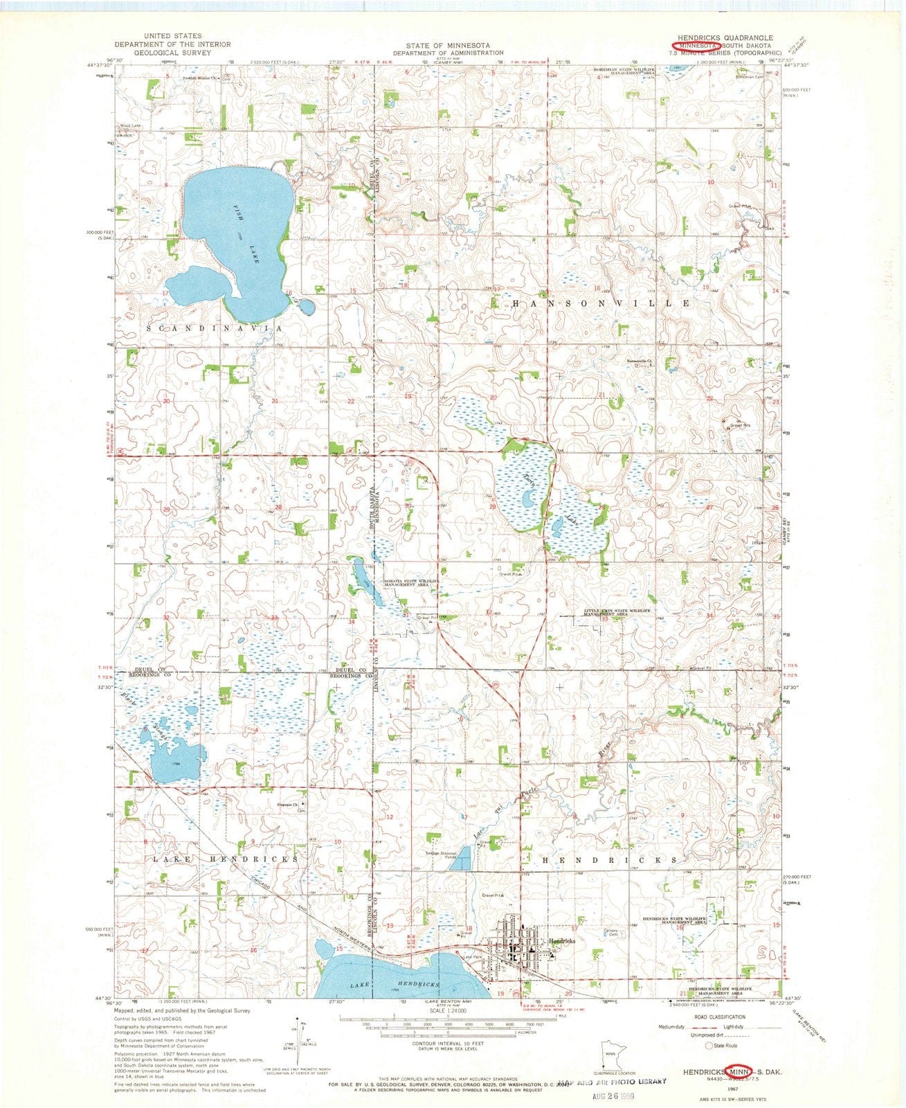 1967 Hendricks, MN - Minnesota - USGS Topographic Map