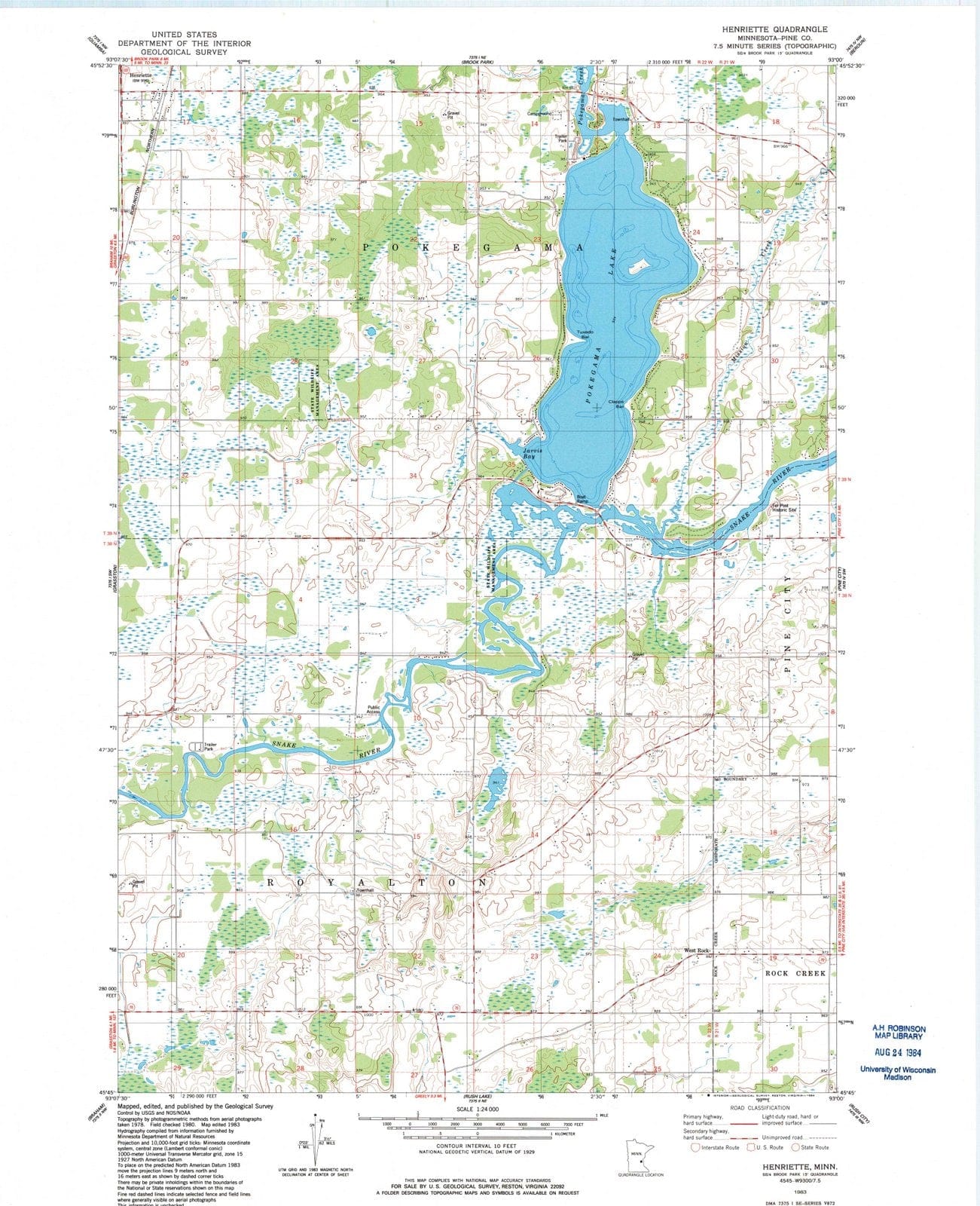 1983 Henriette, MN - Minnesota - USGS Topographic Map