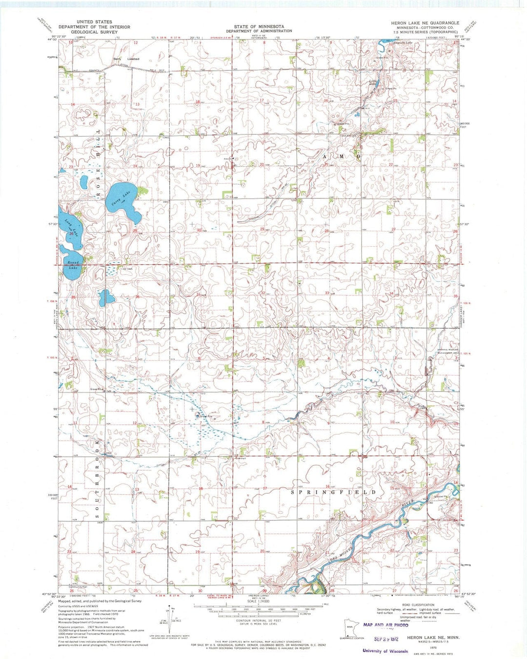 1970 Heron Lake, MN - Minnesota - USGS Topographic Map