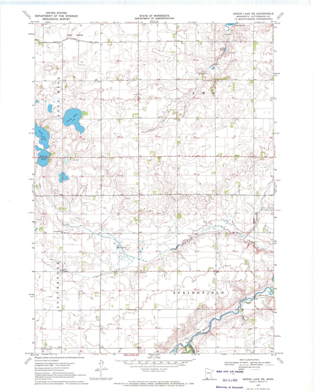 1970 Heron Lake, MN - Minnesota - USGS Topographic Map