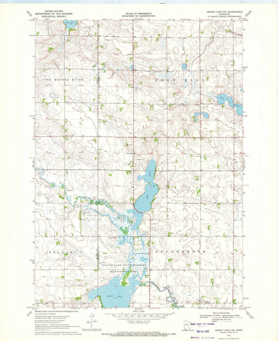 1970 Heron Lake, MN - Minnesota - USGS Topographic Map v2