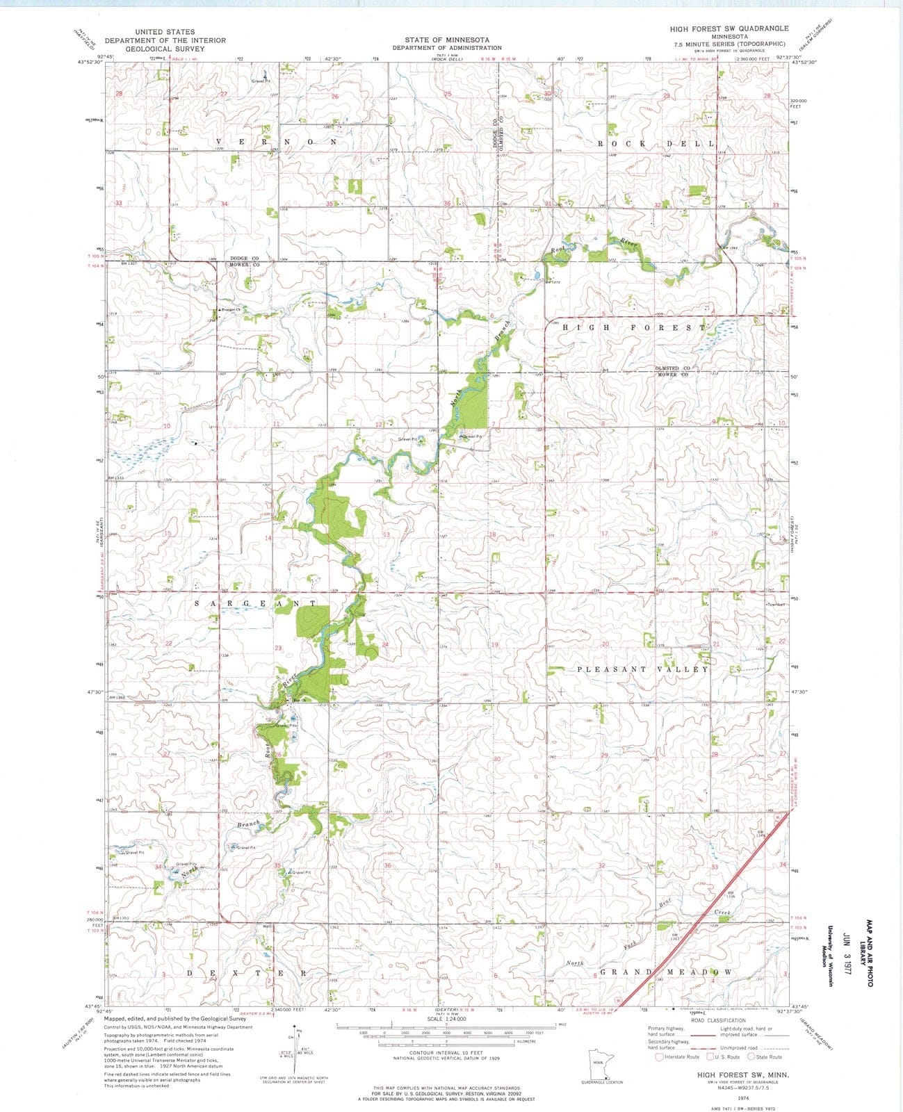 1974 High Forest, MN - Minnesota - USGS Topographic Map