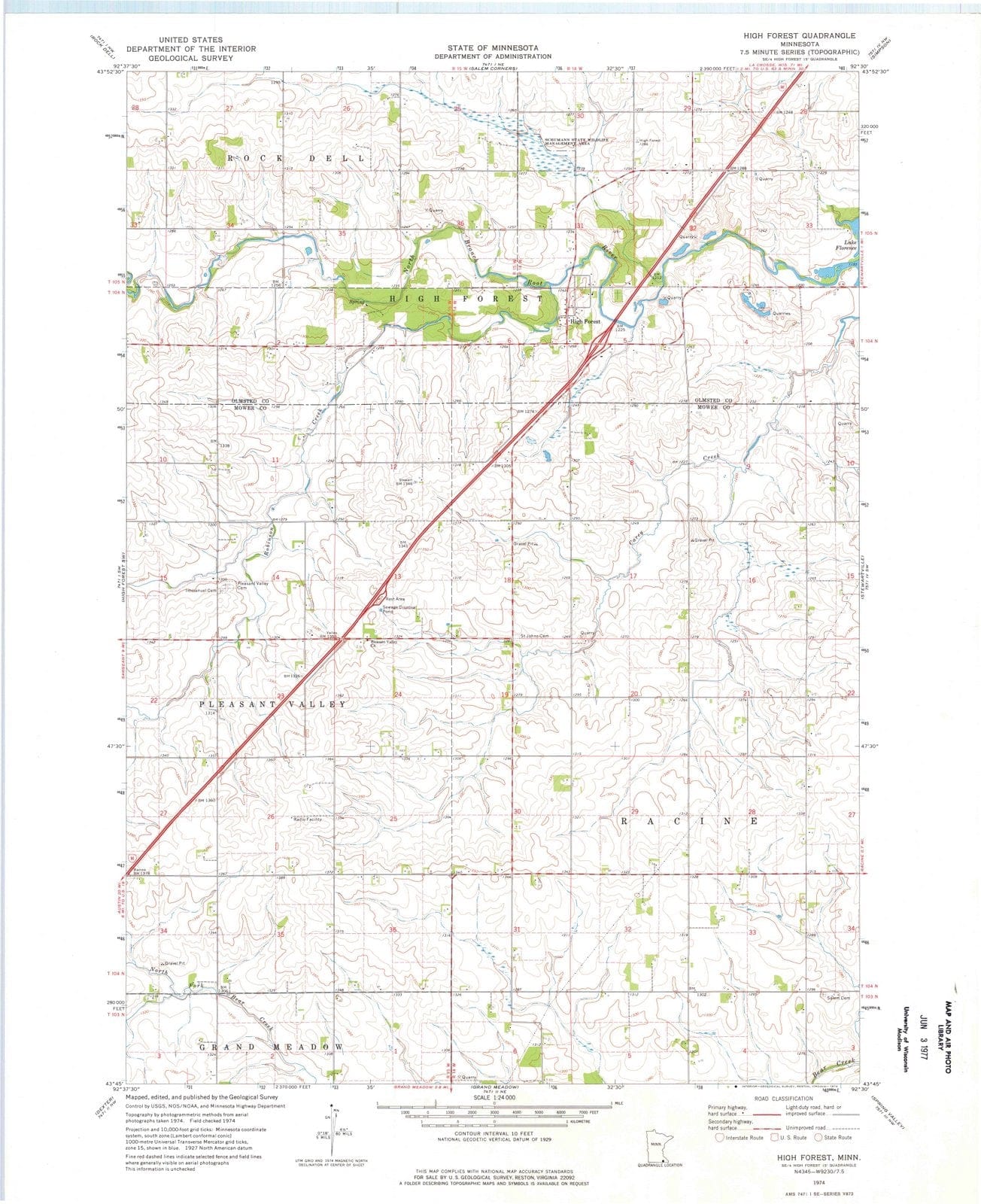 1974 High Forest, MN - Minnesota - USGS Topographic Map v2