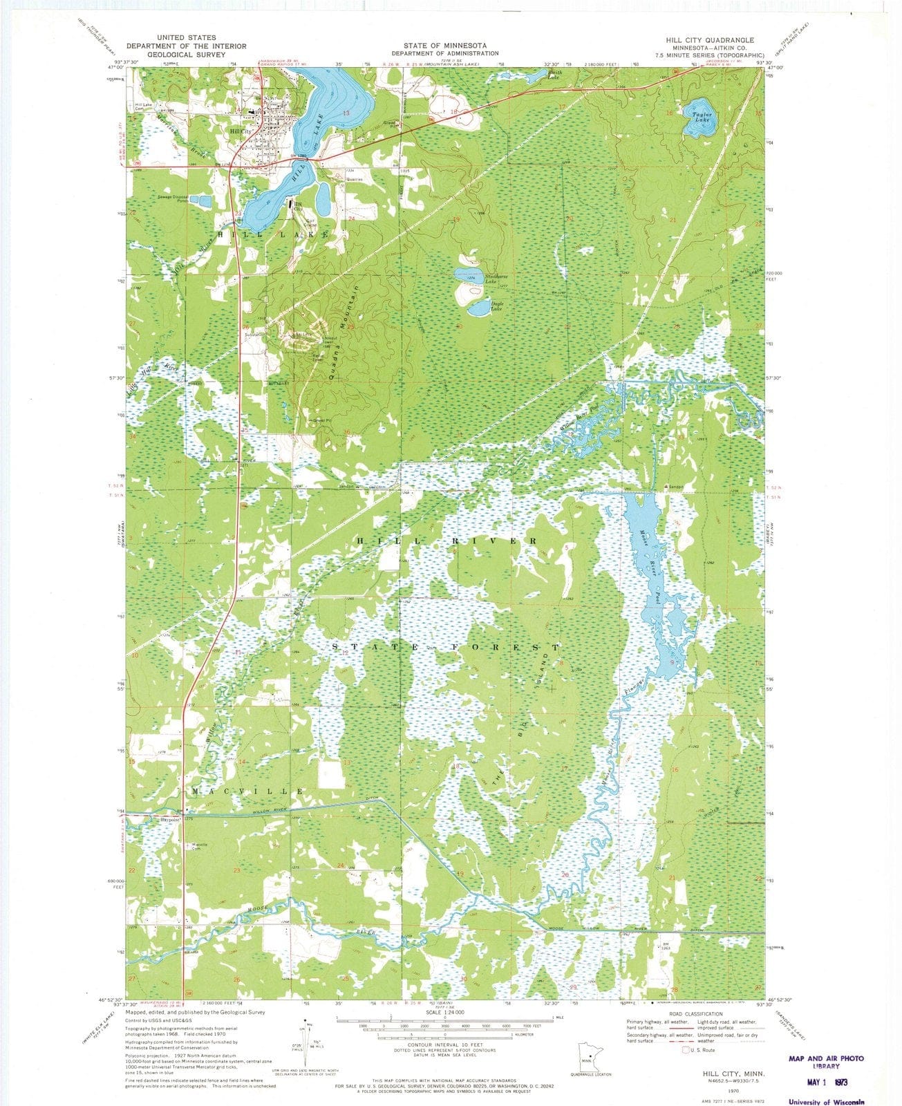 1970 Hill City, MN - Minnesota - USGS Topographic Map