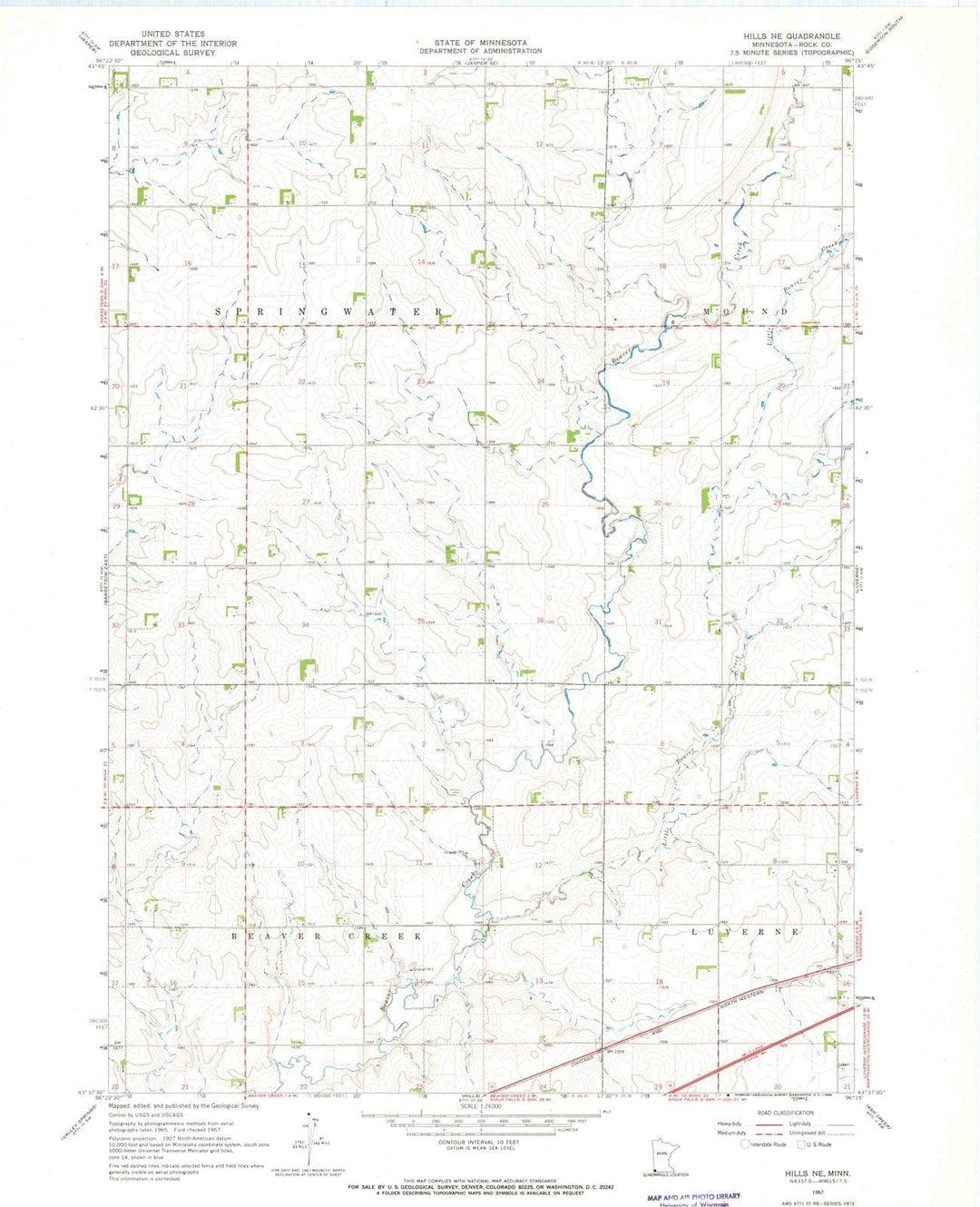 1967 Hills, MN - Minnesota - USGS Topographic Map