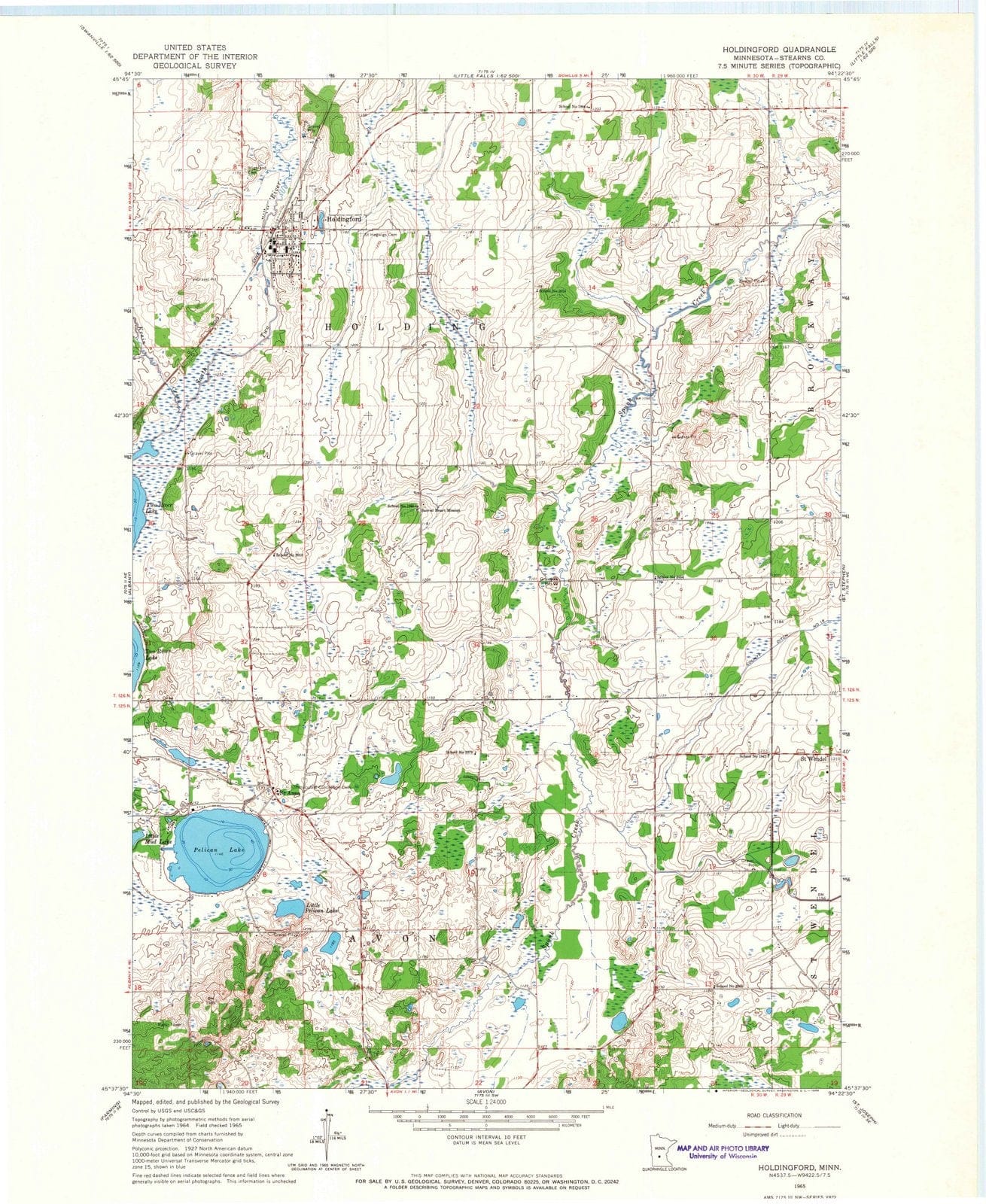 1965 Holdingford, MN - Minnesota - USGS Topographic Map