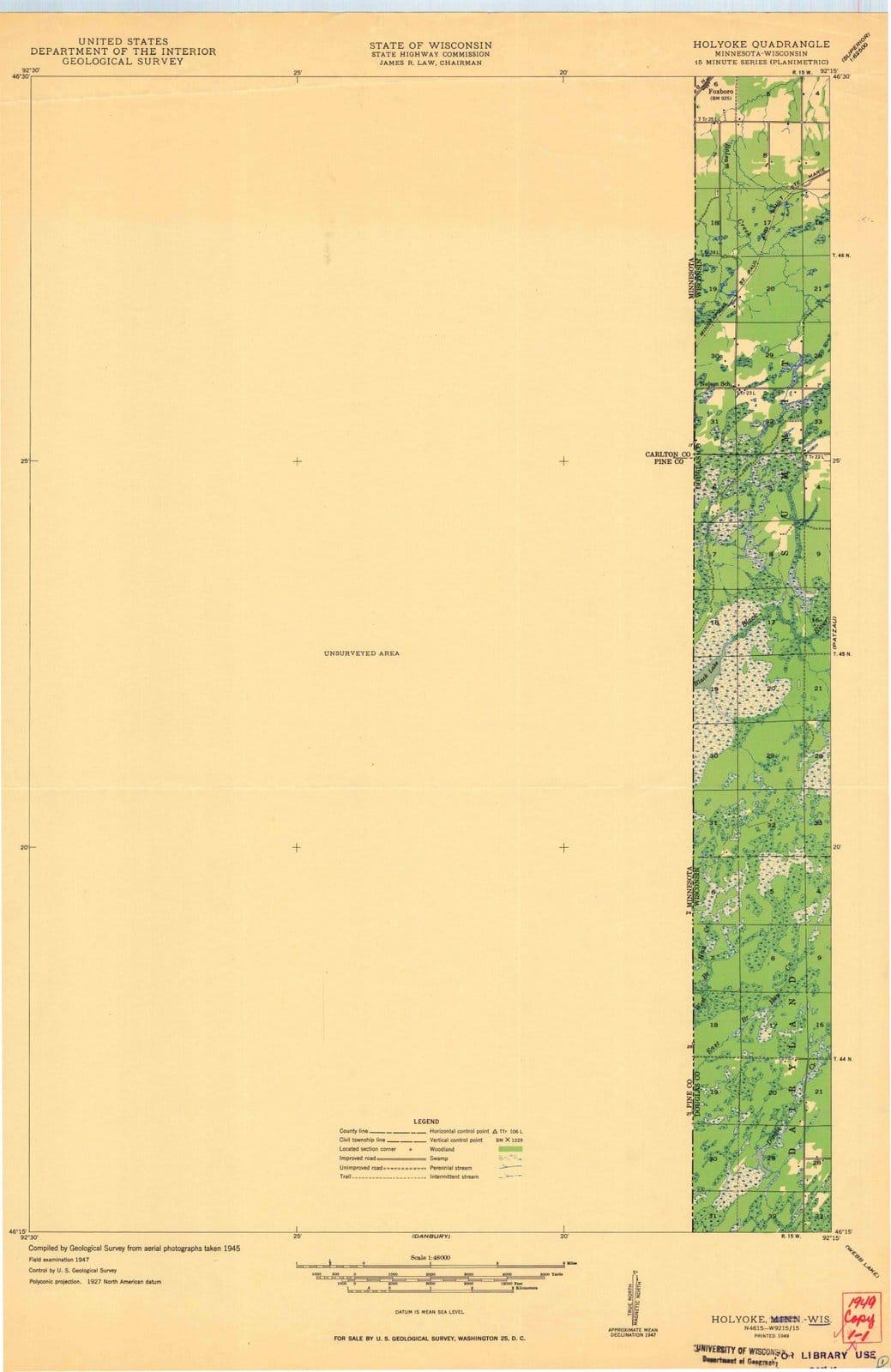 1949 Holyoke, MN - Minnesota - USGS Topographic Map