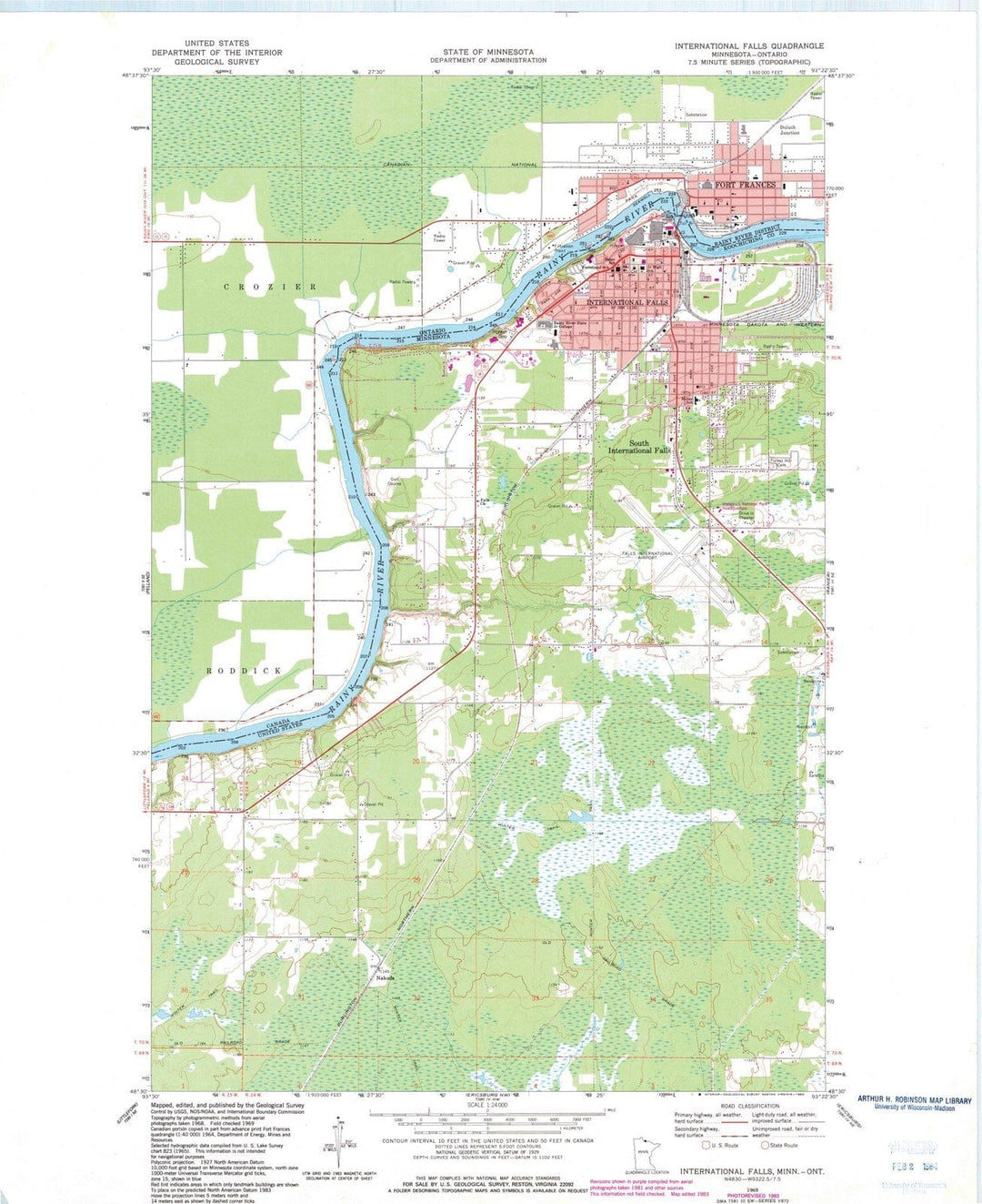 1969 International Falls, MN - Minnesota - USGS Topographic Map