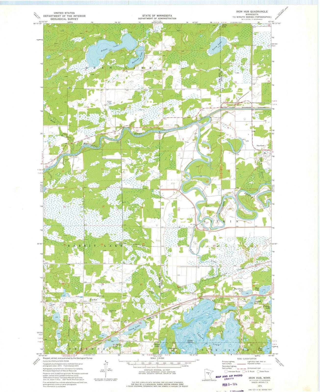 1973 Iron Hub, MN - Minnesota - USGS Topographic Map