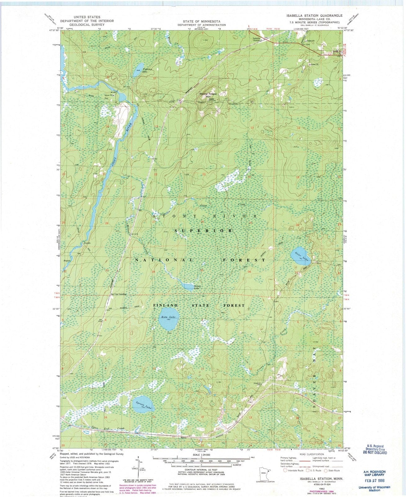 1982 Isabella Station, MN - Minnesota - USGS Topographic Map