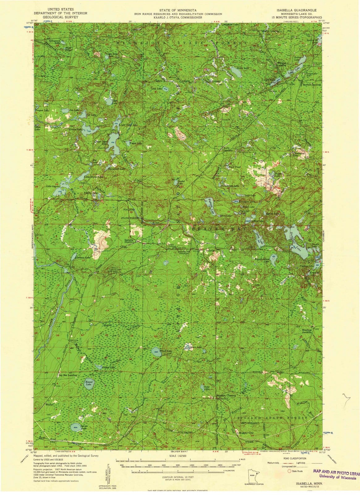 1955 Isabella, MN - Minnesota - USGS Topographic Map