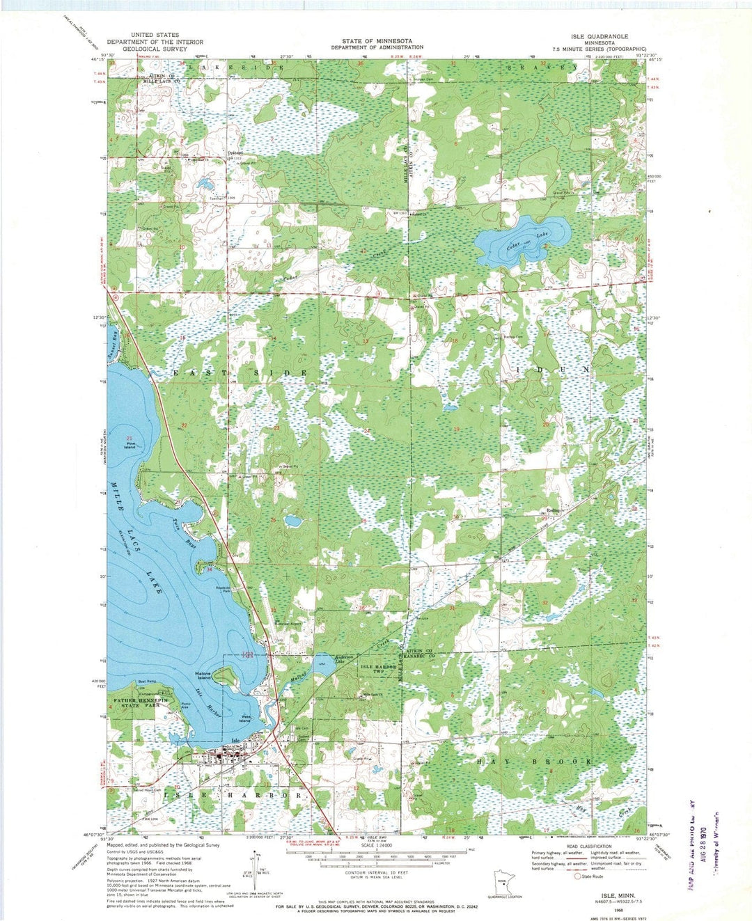 1968 Isle, MN - Minnesota - USGS Topographic Map