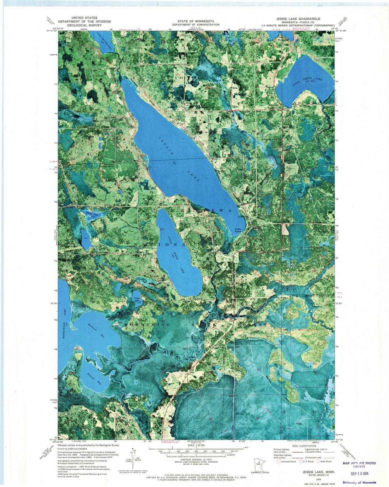 1970 Jessie Lake, MN - Minnesota - USGS Topographic Map