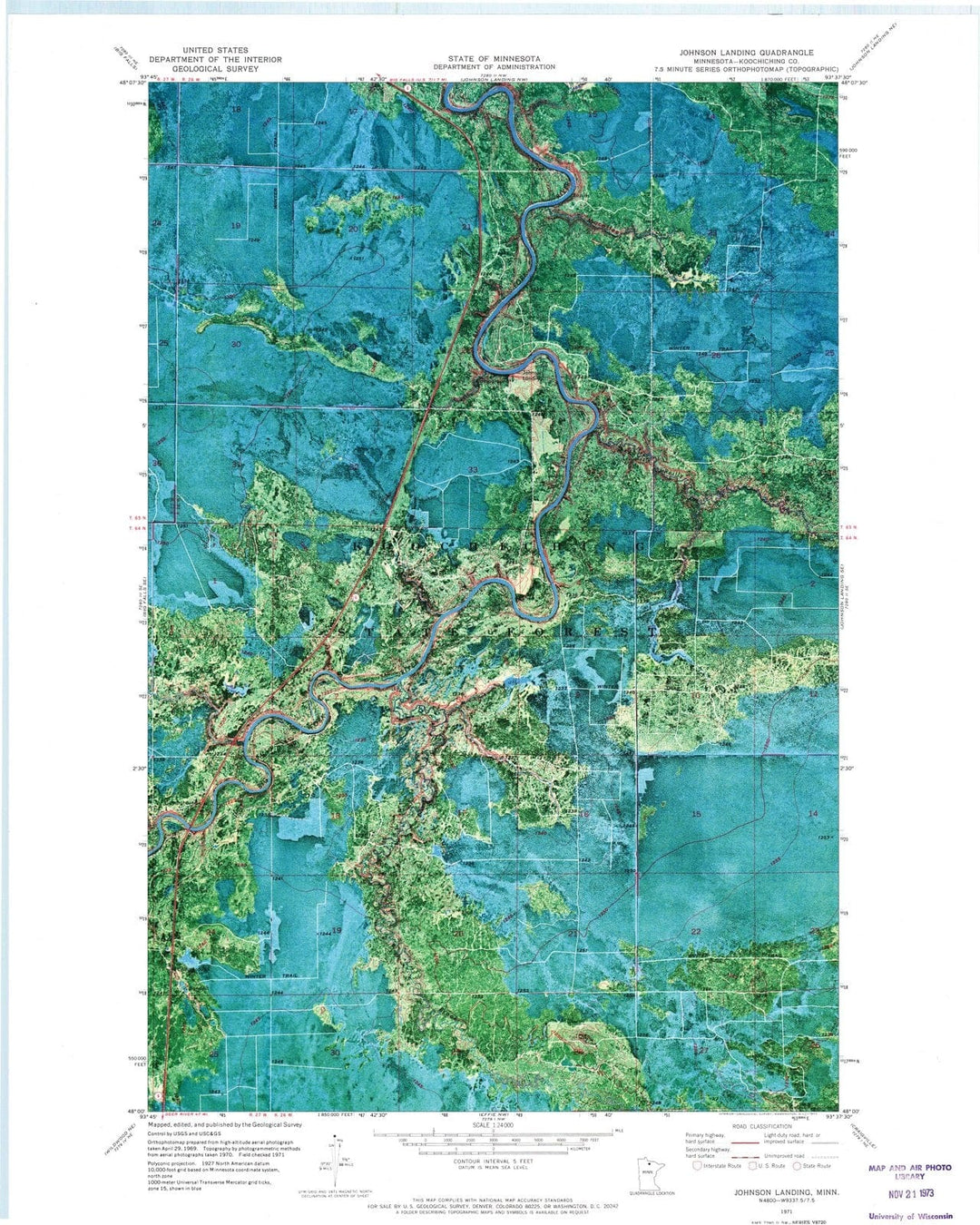 1971 Johnson Landing, MN - Minnesota - USGS Topographic Map v2