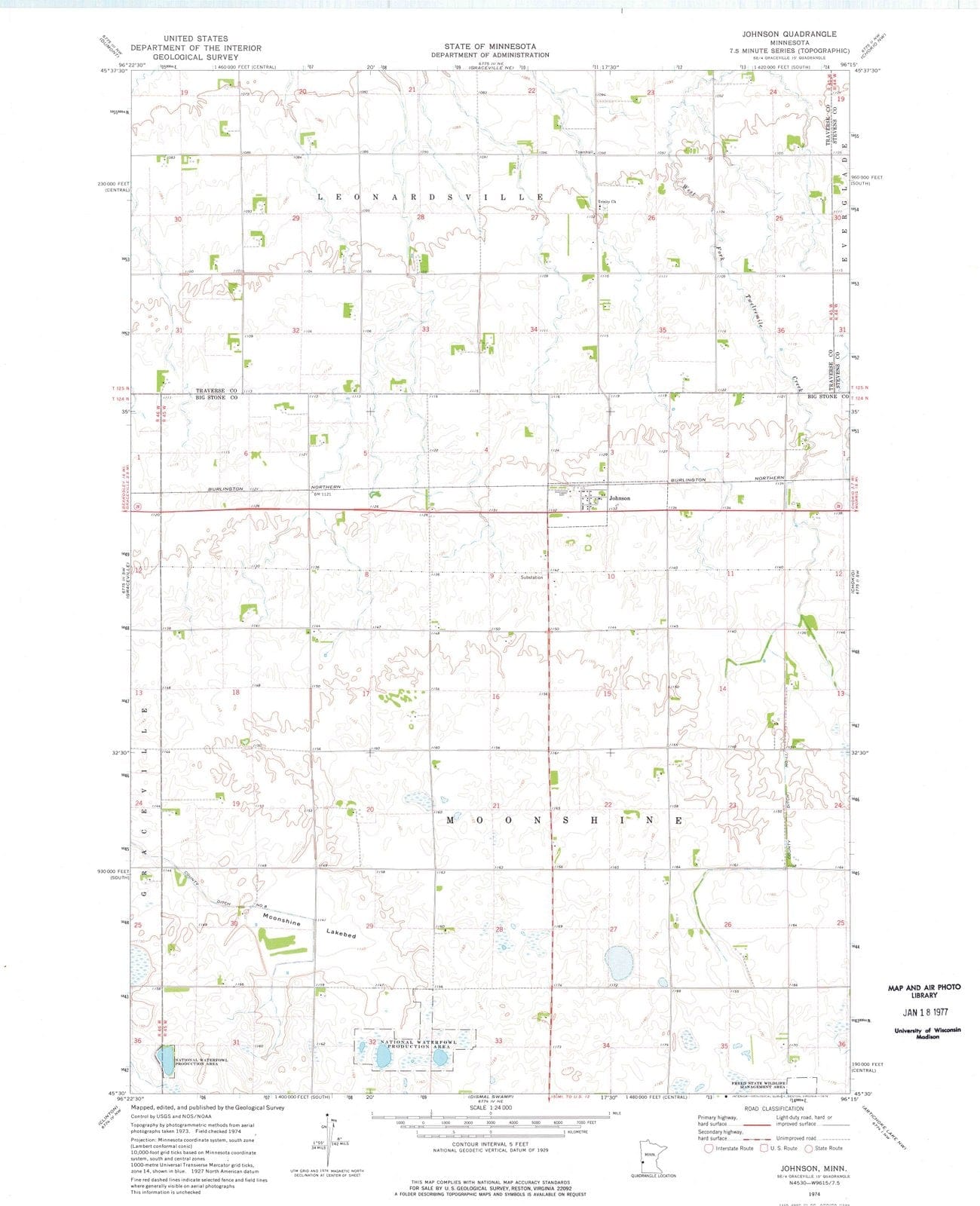 1974 Johnson, MN - Minnesota - USGS Topographic Map