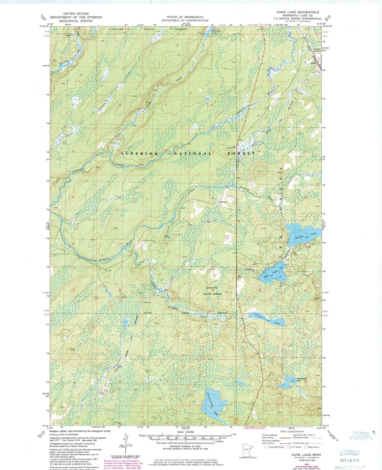 1981 Kane Lake, MN - Minnesota - USGS Topographic Map