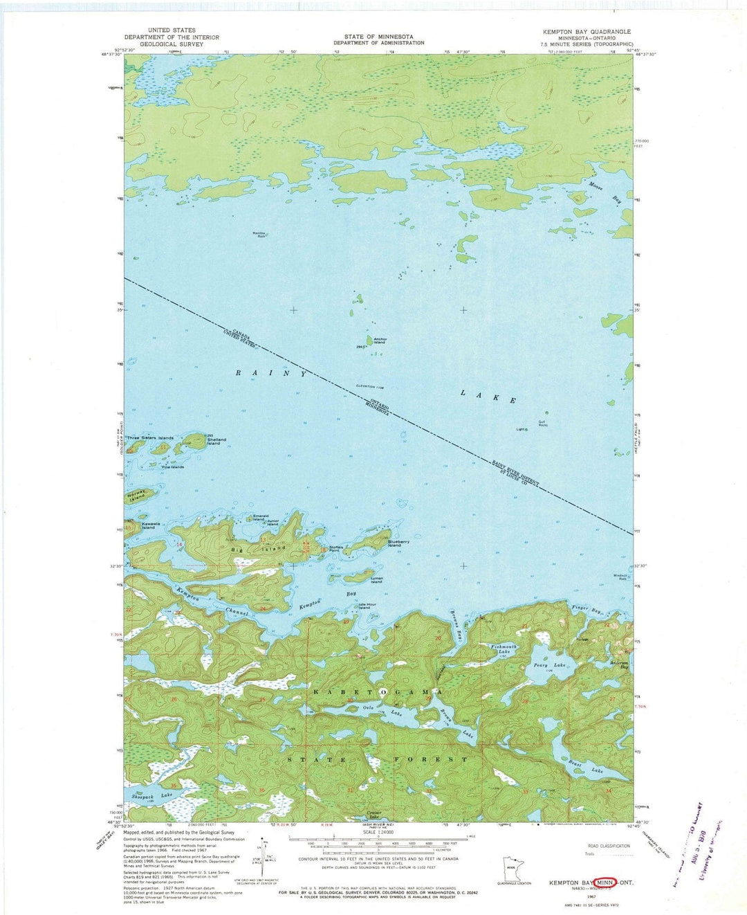 1967 Kempton Bay, MN - Minnesota - USGS Topographic Map