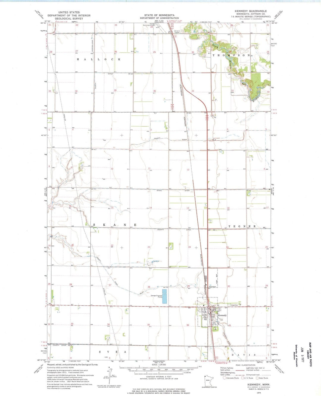 1974 Kennedy, MN - Minnesota - USGS Topographic Map v2