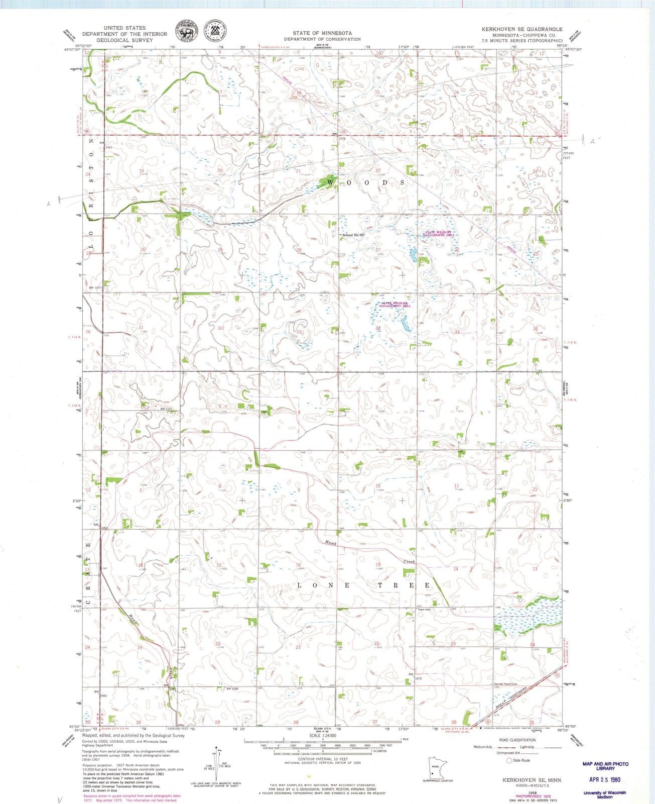 1958 Kerkhoven, MN - Minnesota - USGS Topographic Map