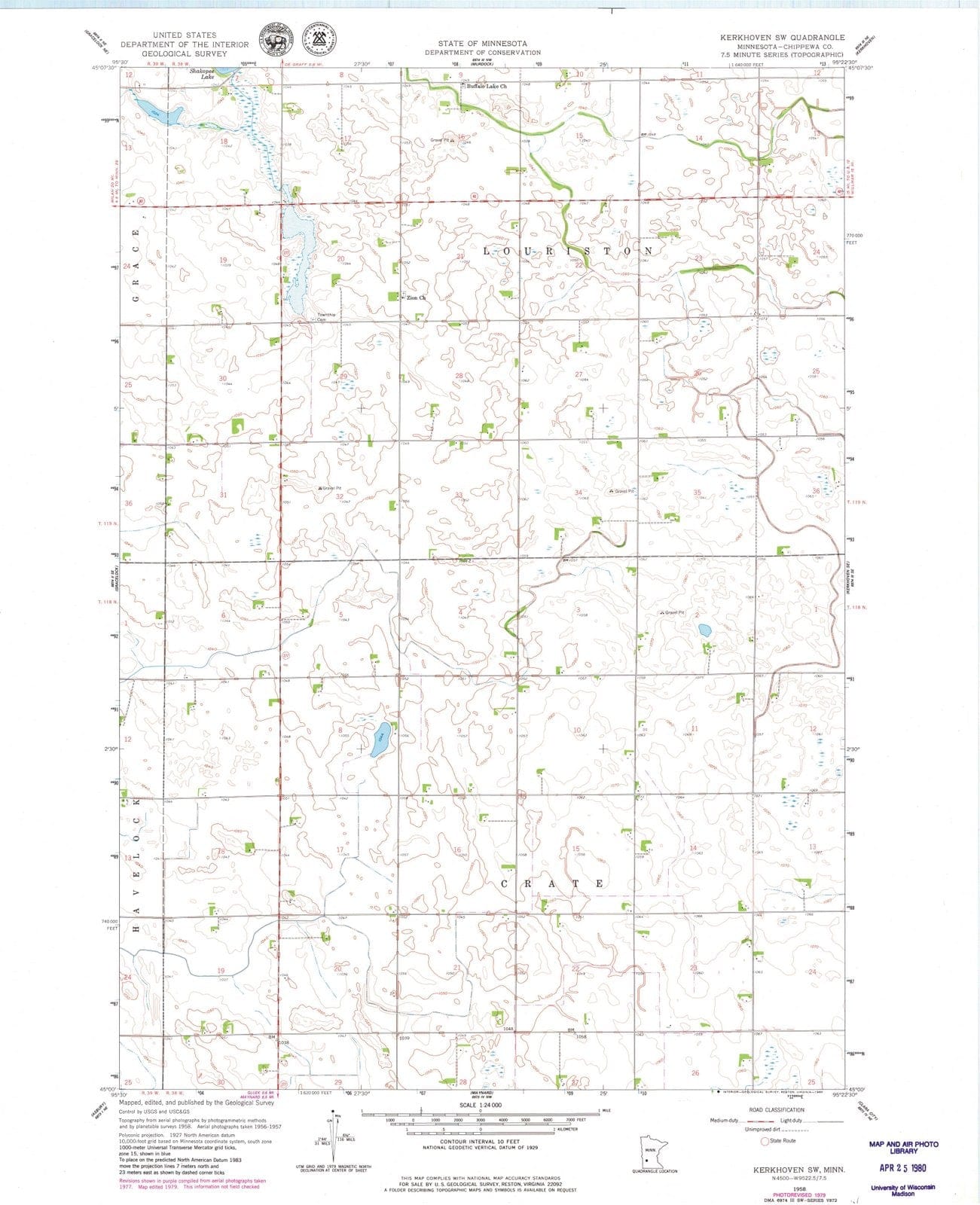 1958 Kerkhoven, MN - Minnesota - USGS Topographic Map v2