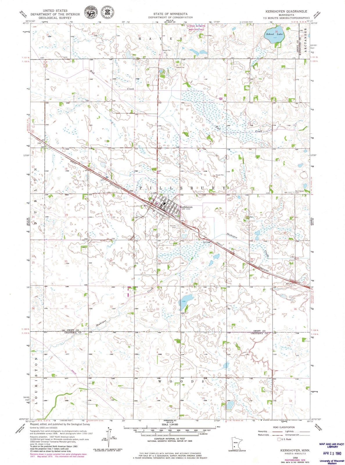 1958 Kerkhoven, MN - Minnesota - USGS Topographic Map v3