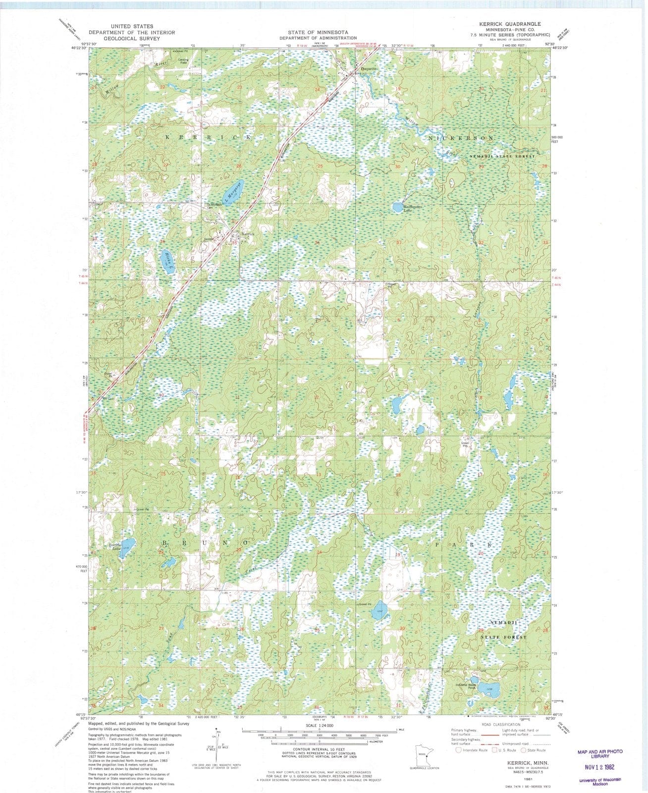 1981 Kerrick, MN - Minnesota - USGS Topographic Map