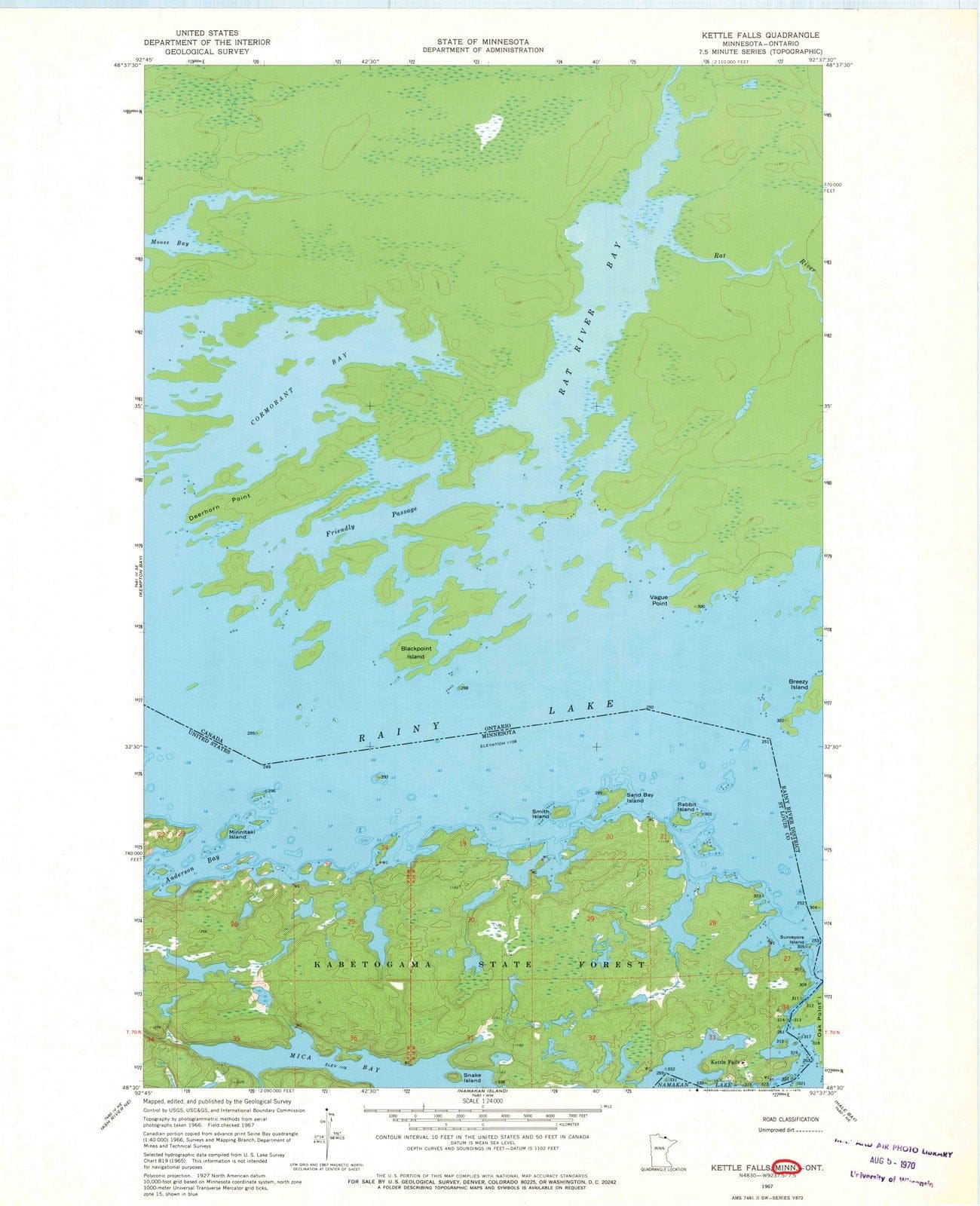 1967 Kettle Falls, MN - Minnesota - USGS Topographic Map