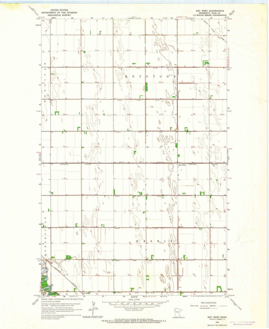 1963 Key West, MN - Minnesota - USGS Topographic Map