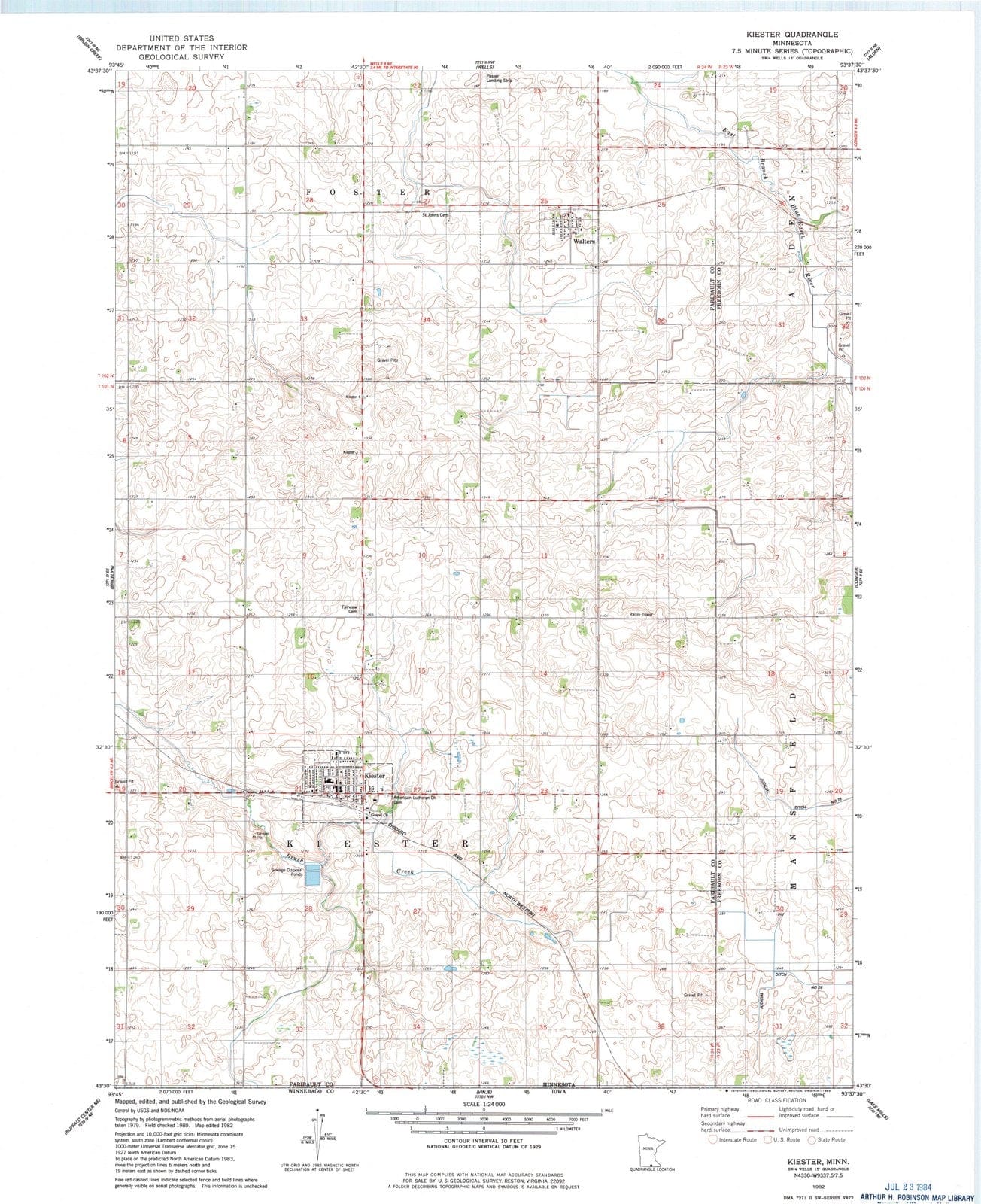 1982 Kiester, MN - Minnesota - USGS Topographic Map