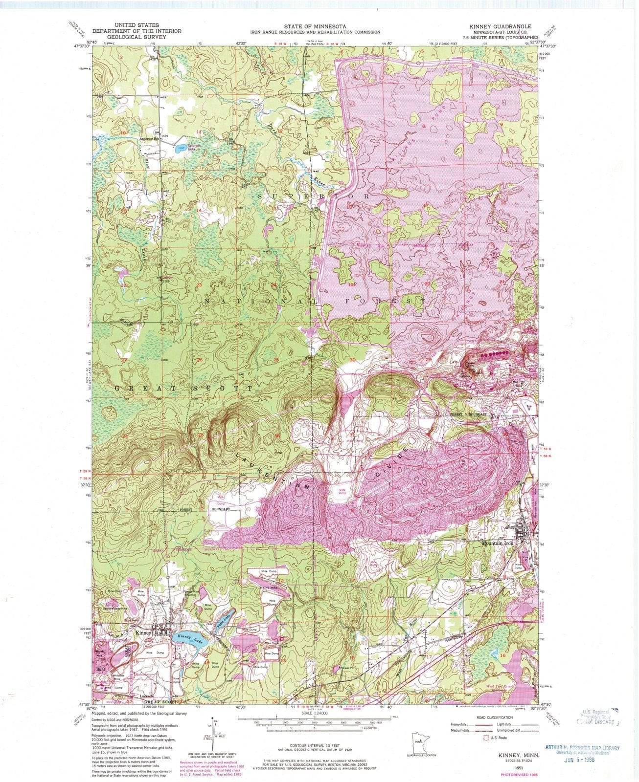 1951 Kinney, MN - Minnesota - USGS Topographic Map