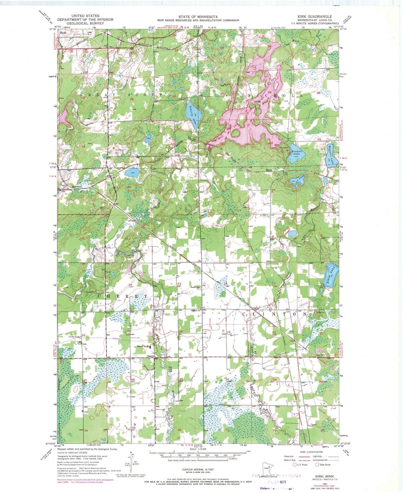 1951 Kirk, MN - Minnesota - USGS Topographic Map