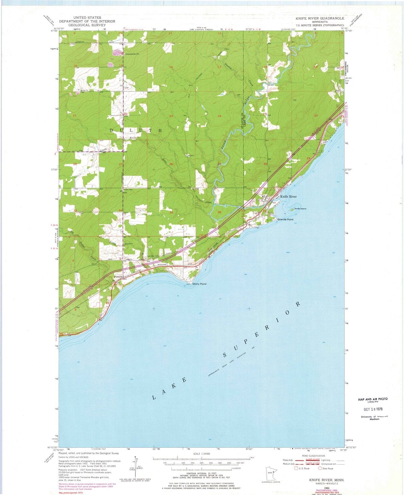 1953 Knife River, MN - Minnesota - USGS Topographic Map