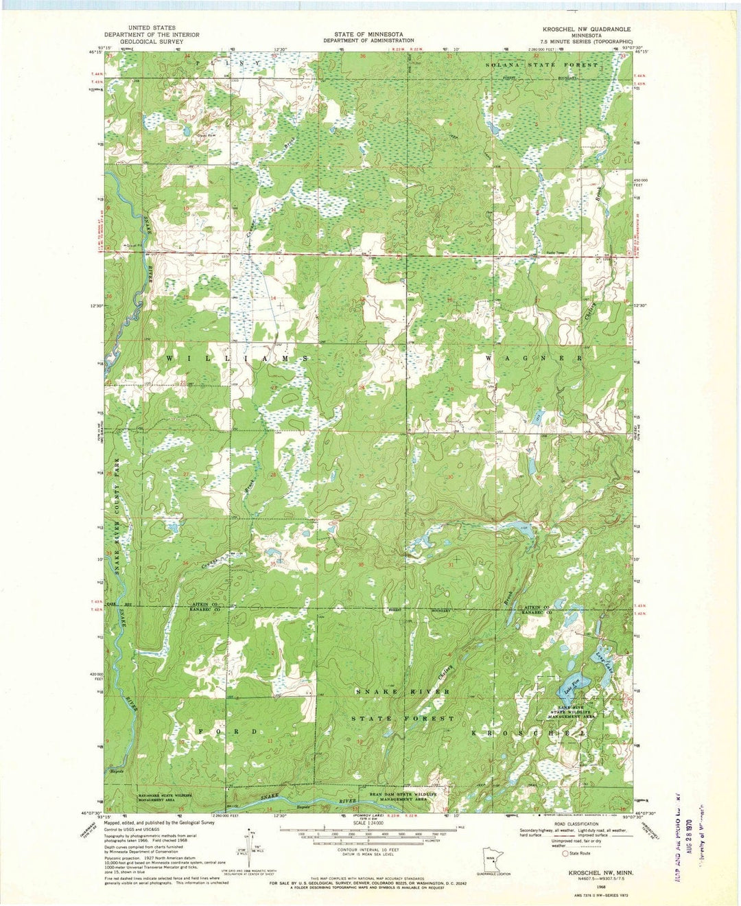 1968 Kroschel, MN - Minnesota - USGS Topographic Map