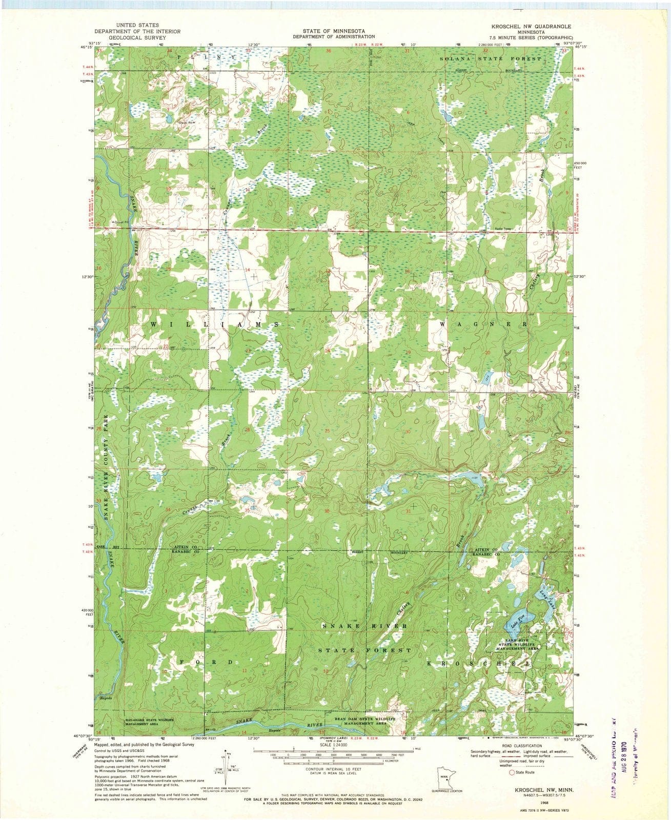 1968 Kroschel, MN - Minnesota - USGS Topographic Map