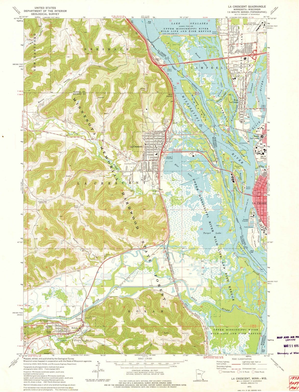 1973 La Crescent, MN - Minnesota - USGS Topographic Map