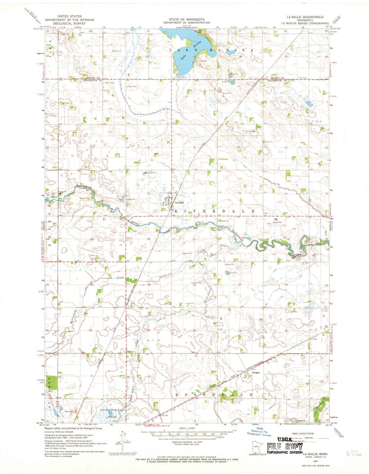 1967 La Salle, MN - Minnesota - USGS Topographic Map