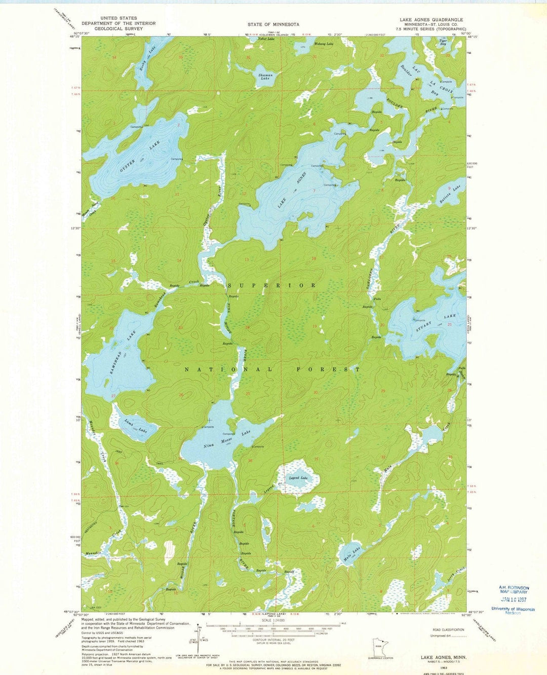 1963 Lake Agnes, MN - Minnesota - USGS Topographic Map