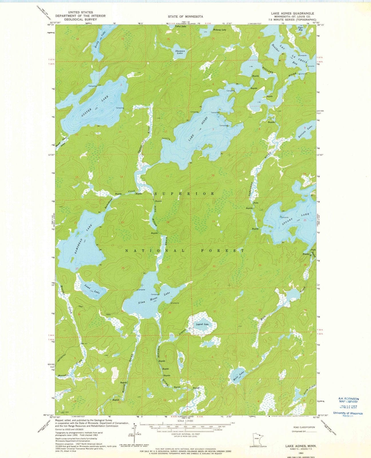 1963 Lake Agnes, MN - Minnesota - USGS Topographic Map