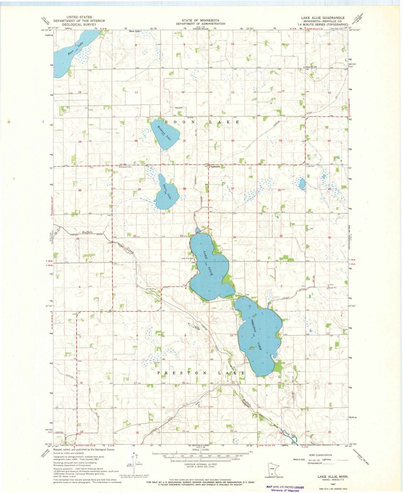 1967 Lake Allie, MN - Minnesota - USGS Topographic Map