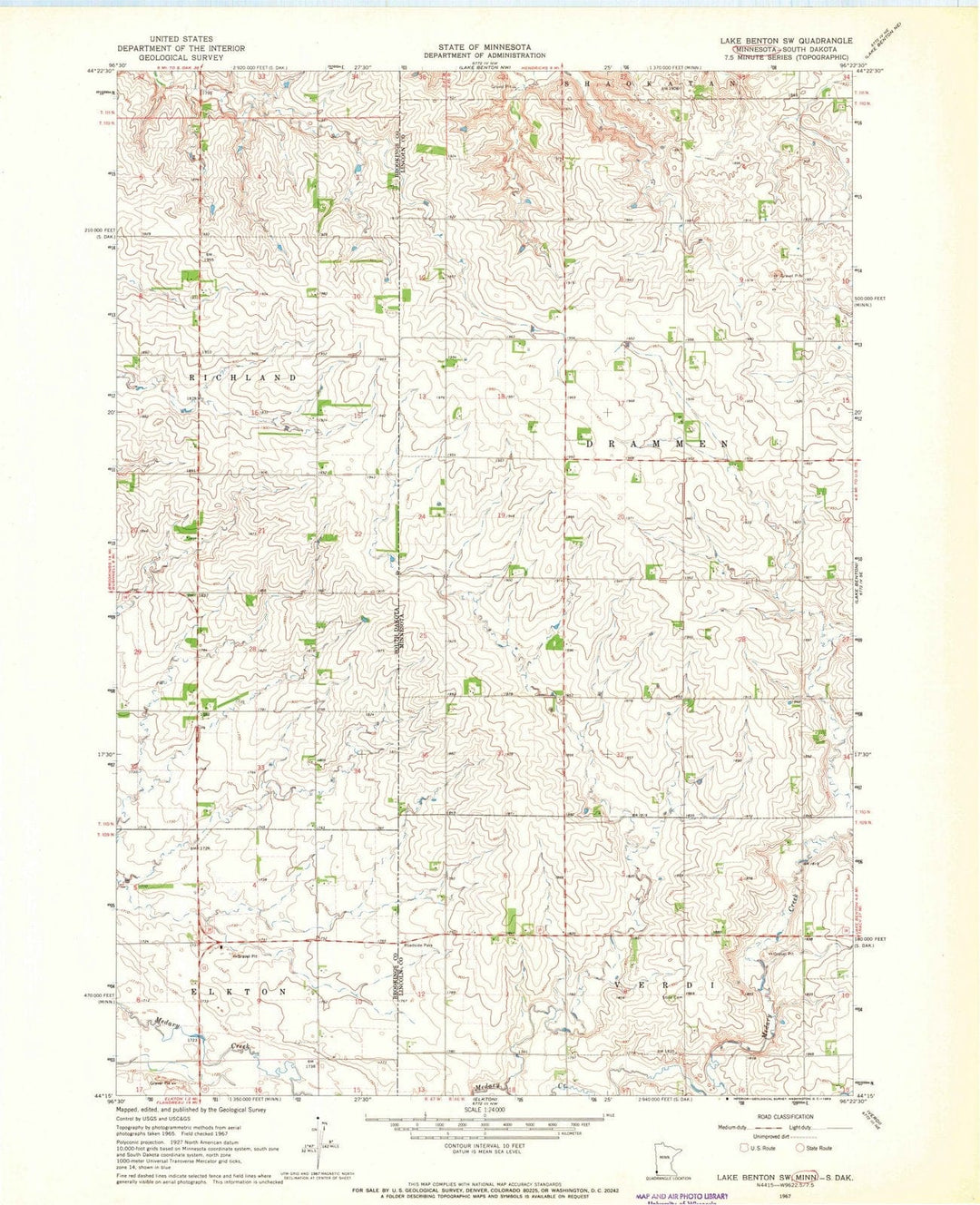 1967 Lake Benton, MN - Minnesota - USGS Topographic Map v2