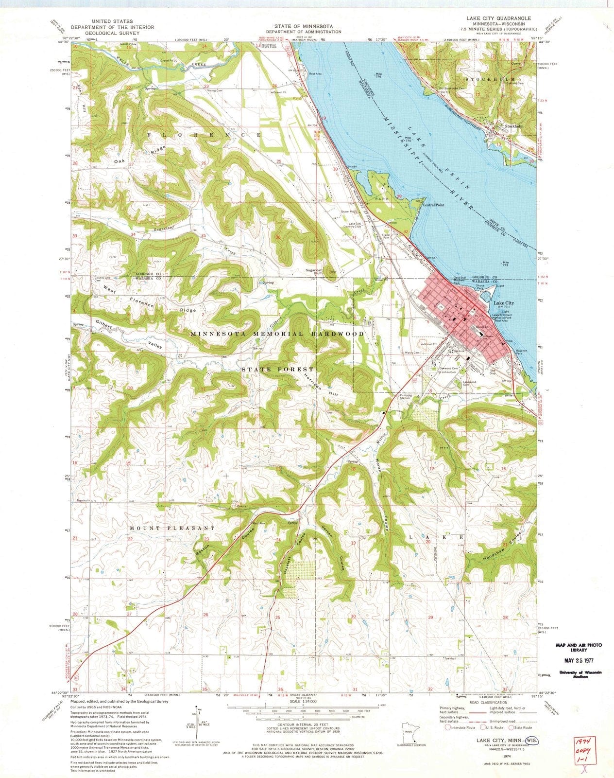 1974 Lake City, MN - Minnesota - USGS Topographic Map v2