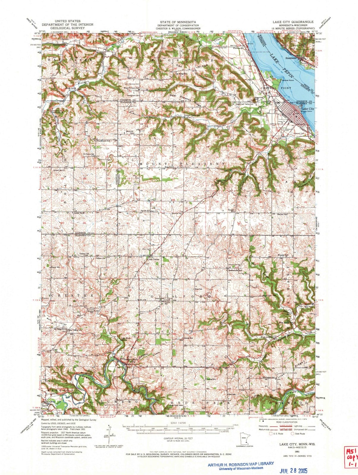 1951 Lake City, MN - Minnesota - USGS Topographic Map