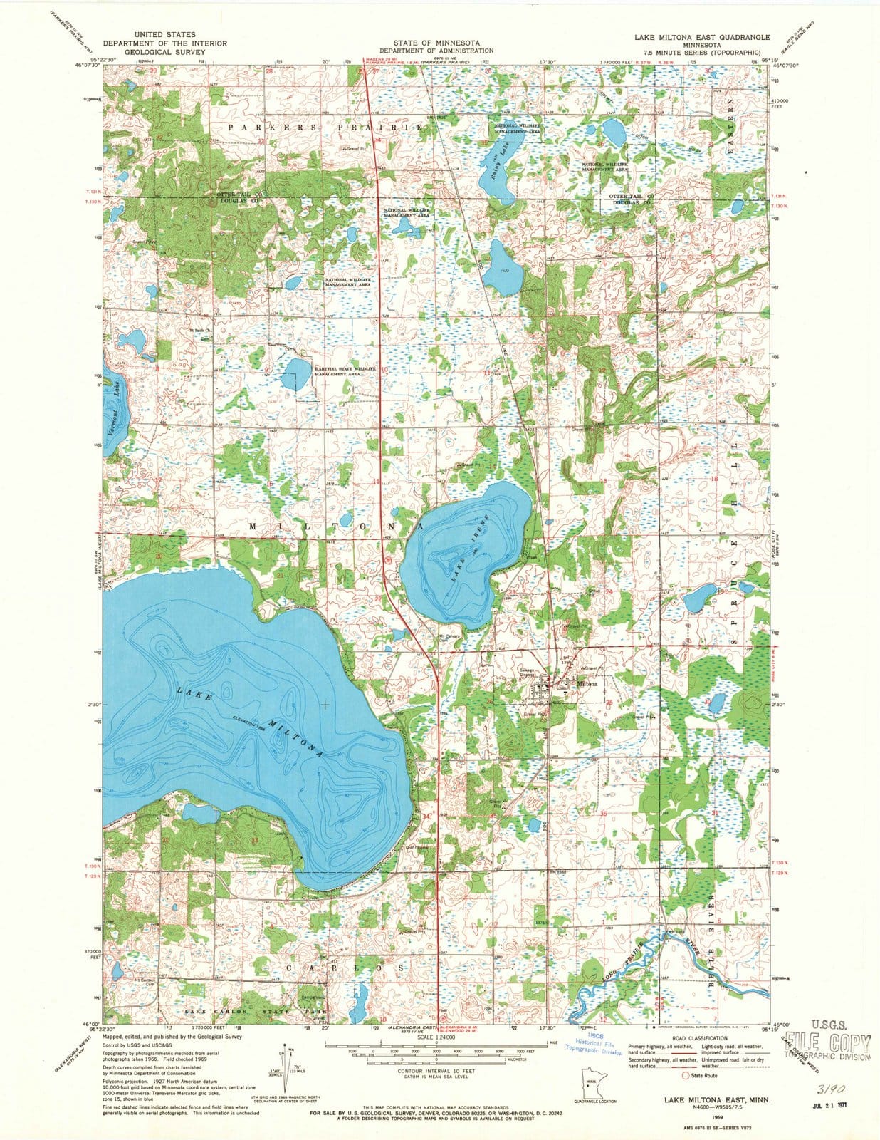 1969 Lake Miltona East, MN - Minnesota - USGS Topographic Map