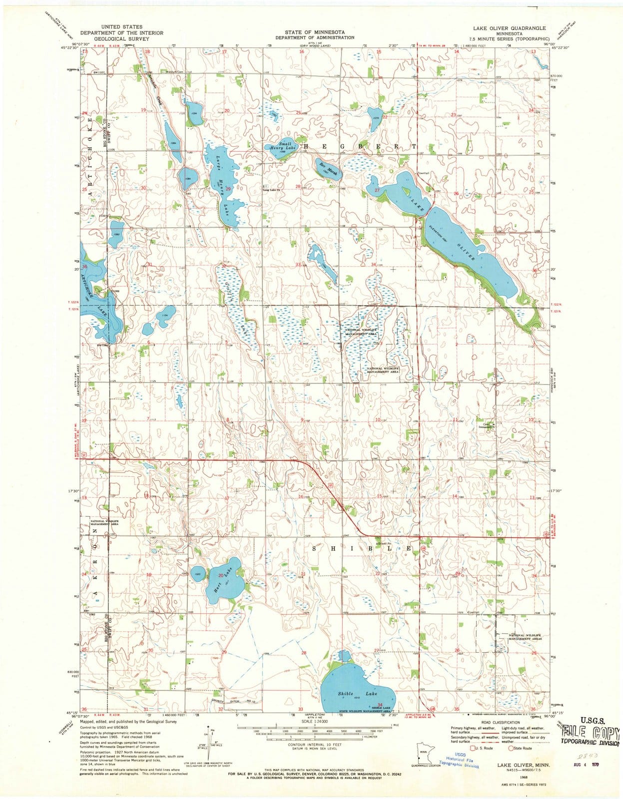 1968 Lake Oliver, MN - Minnesota - USGS Topographic Map